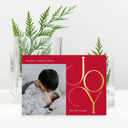 Divine Joy Foil Holiday Card Editable Color
