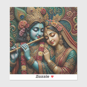  Divine Krishna and Radha Traditional Art Sticker 