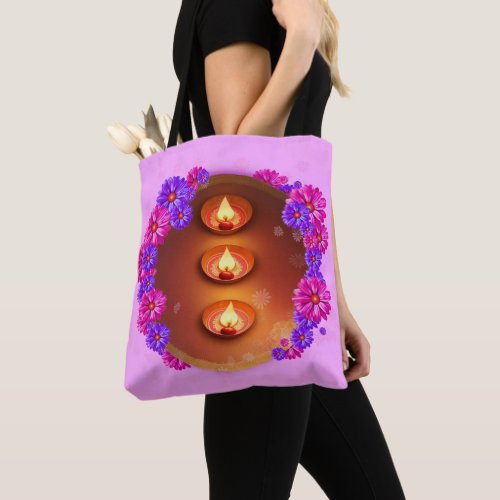 Divine Lamps  Floral Elegance Diwali Special  Tote Bag