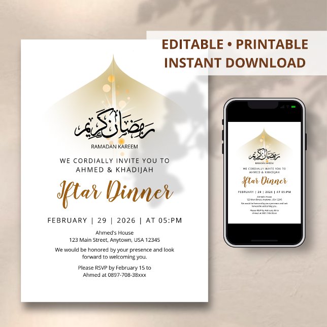 Divine Light & Celestial Glow Iftar Dinner Invitation (Creator Uploaded)