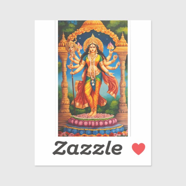 Divine Maa Durga Mandap: Hand-Drawn Masterpiece in Sticker (Sheet)