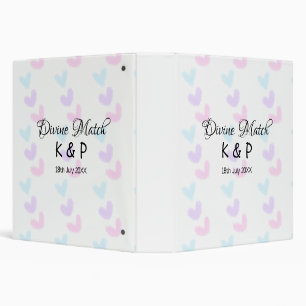 Divine match add couple name letter heart pattern 3 ring binder