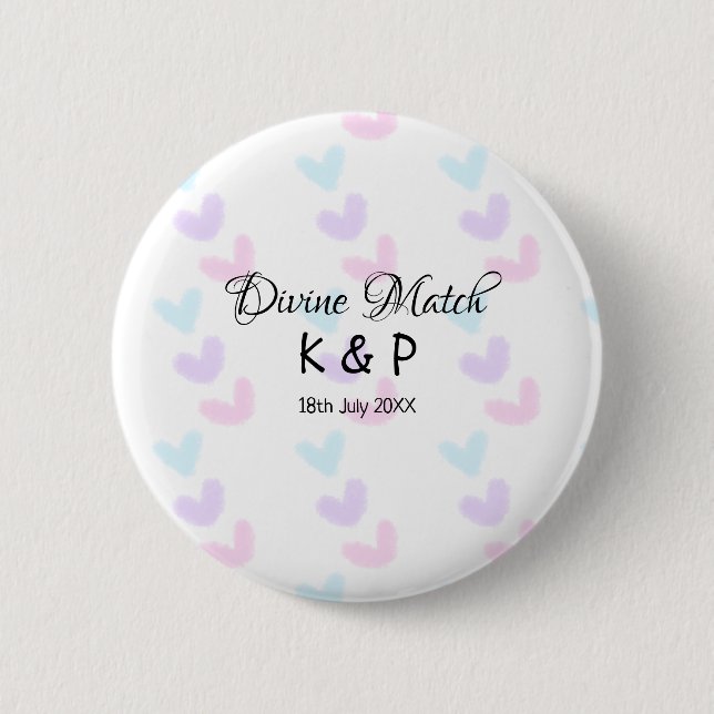 Divine match add couple name letter heart pattern  button (Front)