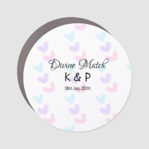 Divine match add couple name letter heart pattern car magnet