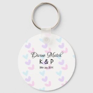 Divine match add couple name letter heart pattern keychain