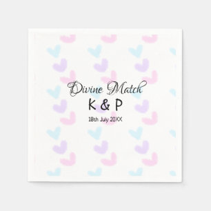 Divine match add couple name letter heart pattern  napkins