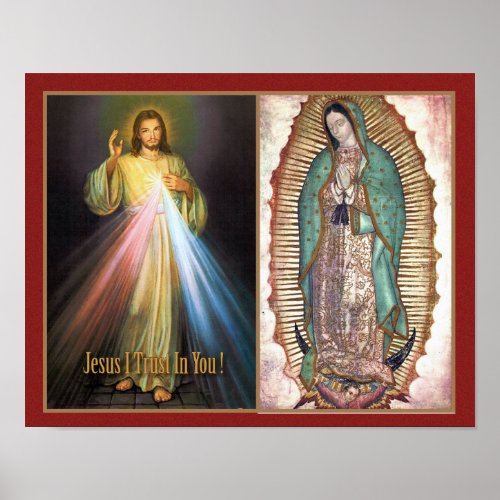 Divine Mercy and Our Lady of Guadalupe Devotional Poster