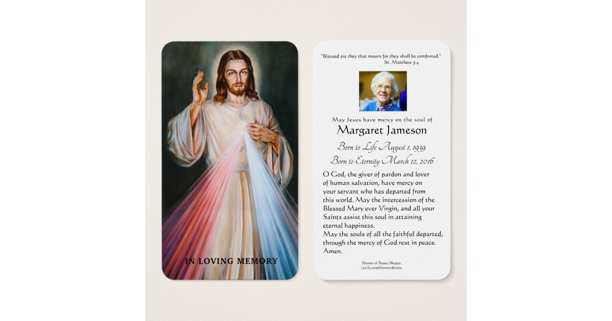 Divine Mercy Catholic Funeral Memorial Holy Card Zazzle