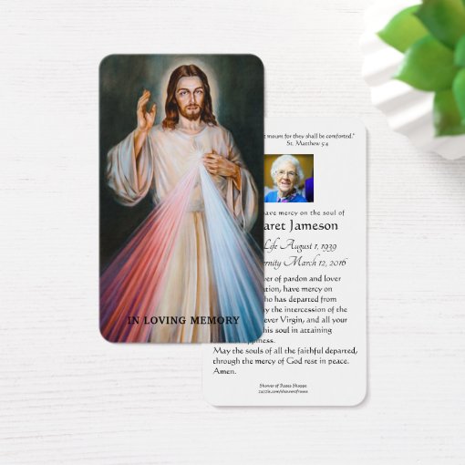 Divine Mercy Catholic Funeral Memorial Holy Card - | Zazzle