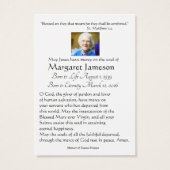 Divine Mercy Catholic Funeral Memorial Holy Card - (Back)