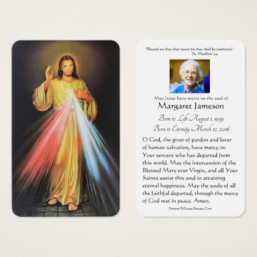 Divine Mercy Catholic Funeral Memorial Holy Card _