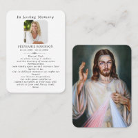 Divine Mercy Catholic Jesus Funeral Prayer Card
