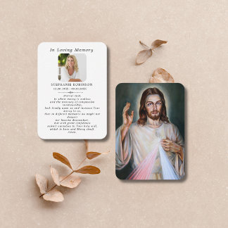 Divine Mercy Catholic Jesus Funeral Prayer Card