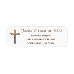 Divine Mercy Catholic Jesus Gold Crucifix Label