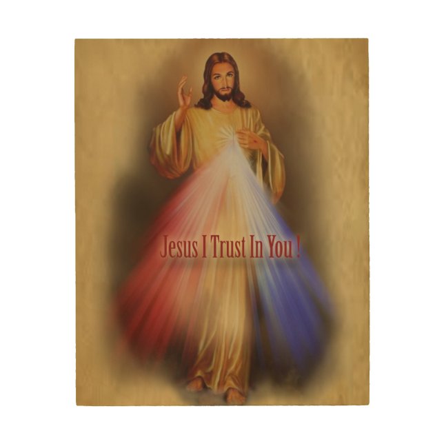 Divine Mercy Devotional Image. Wood Wall Art (Front)