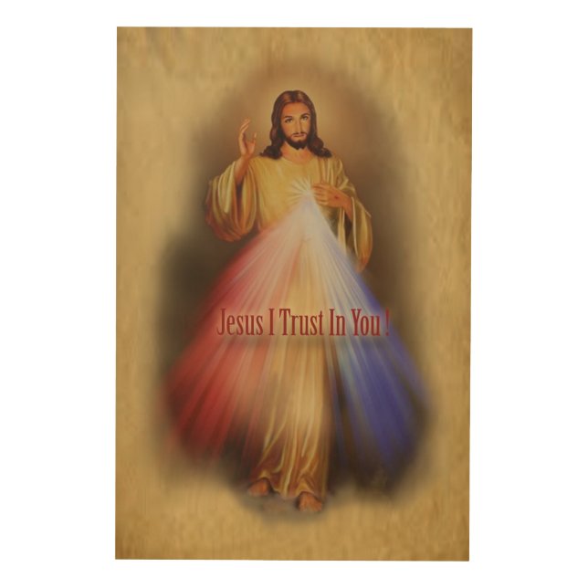 Divine Mercy Devotional Image. Wood Wall Decor (Front)