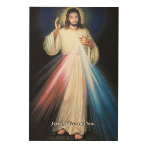 Divine Mercy Devotional Image. Wood Wall Decor