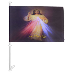 Divine Mercy Gold Car Flag