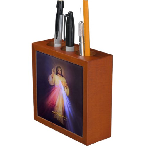 Divine Mercy Gold Desk Organizer