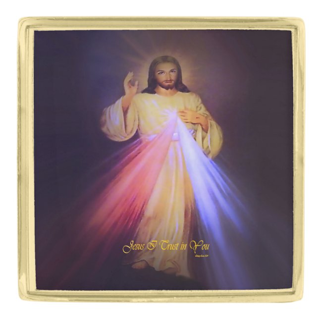 Divine Mercy Gold Gold Finish Lapel Pin (Front)