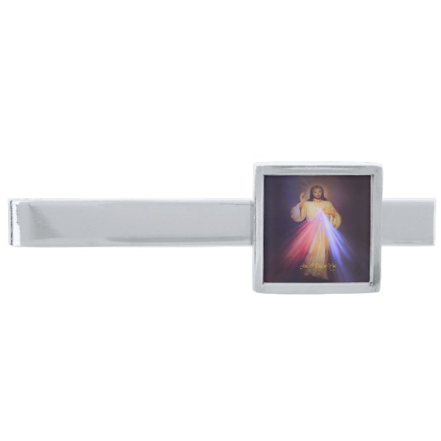 Divine Mercy Gold Silver Finish Tie Bar (Front)