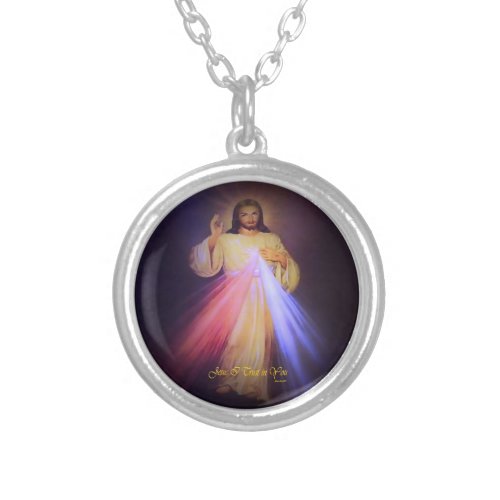 Divine Mercy Gold Silver Plated Necklace