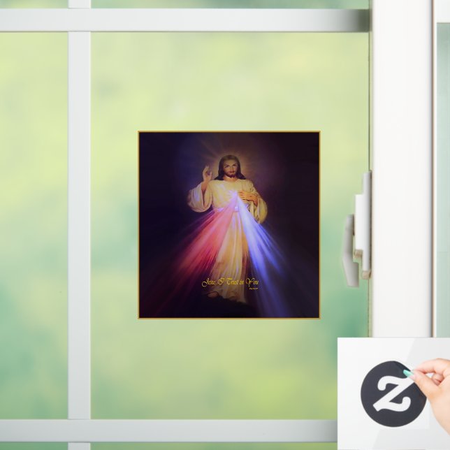 Divine Mercy Gold Window Cling (Home)