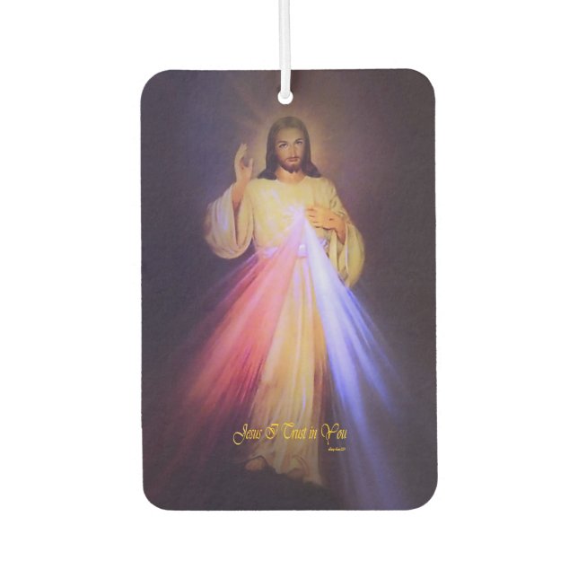 Divine Mercy Gold with Chaplet Prayer Air Freshener (Front)
