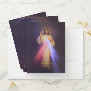 Divine Mercy Gold with Chaplet Prayer Pocket Folder