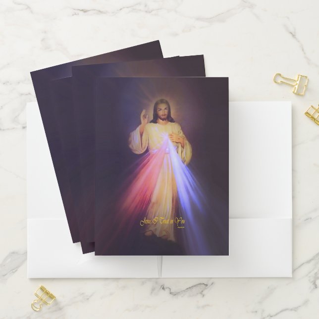 Divine Mercy Gold with Chaplet Prayer Pocket Folder (In Situ)