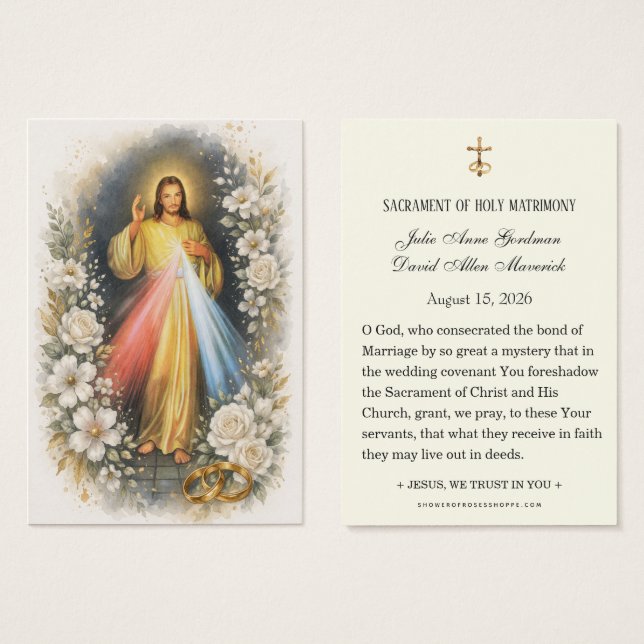 Divine Mercy Jesus Elegant Catholic Wedding Prayer (Front & Back)