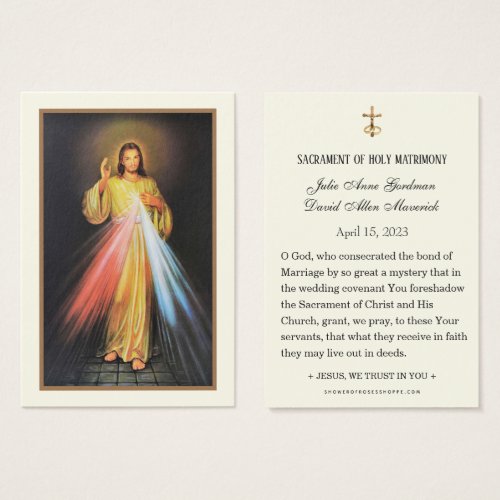 Divine Mercy Jesus Elegant Catholic Wedding Prayer