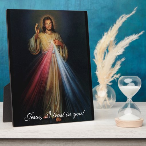 Divine Mercy Jesus I trust in you! 8x10 with easel Plaque | Zazzle