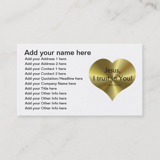 Customizable Divine Mercy - "Jesus I trust in You " Business Card Templates