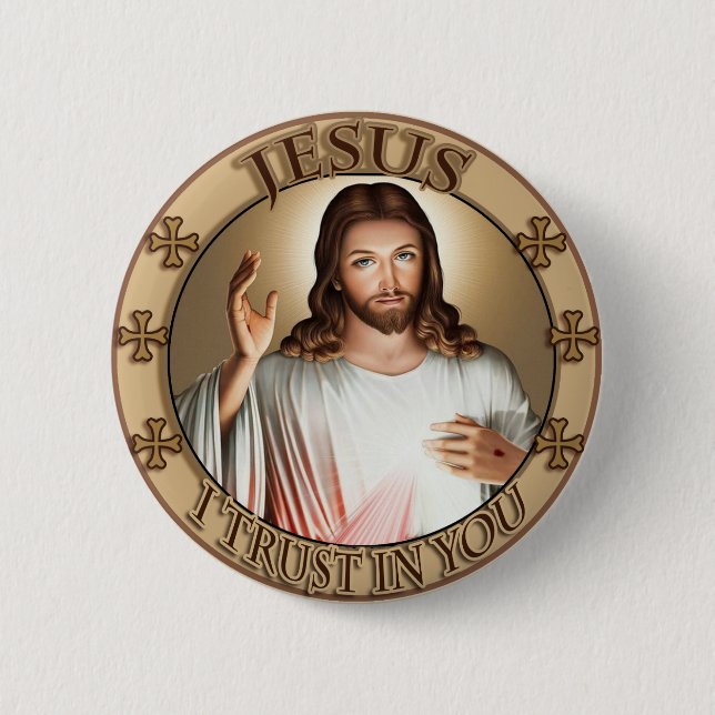 Divine Mercy Jesus I Trust In You Devotional Image Button (Front)