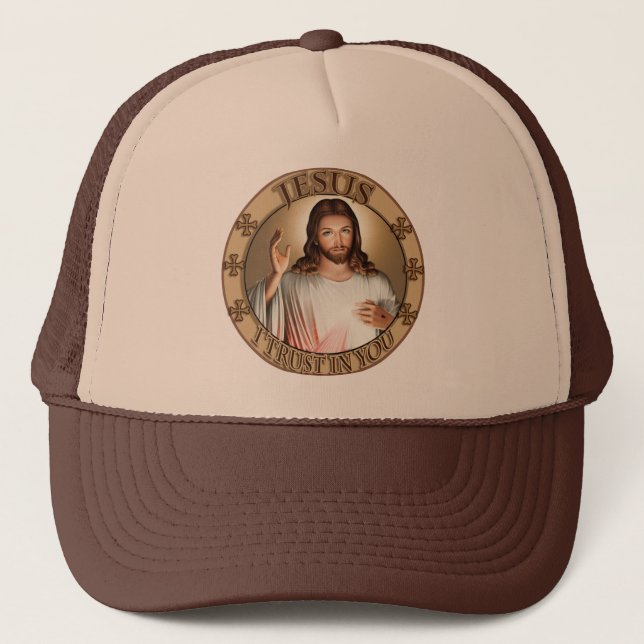 Divine Mercy Jesus I Trust in You Gear. Trucker Hat (Front)