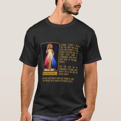 Divine Mercy Jesus Image Chaplet Novena Prayer Cat T_Shirt
