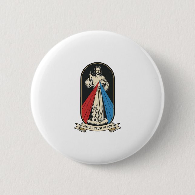 Divine Mercy Jesus Vintage Button (Front)