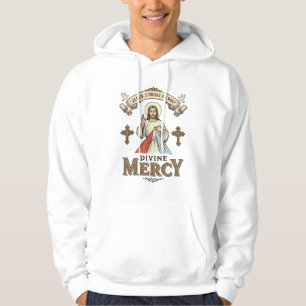 Divine Mercy Jesus Vintage Engraving Religious Shi Hoodie