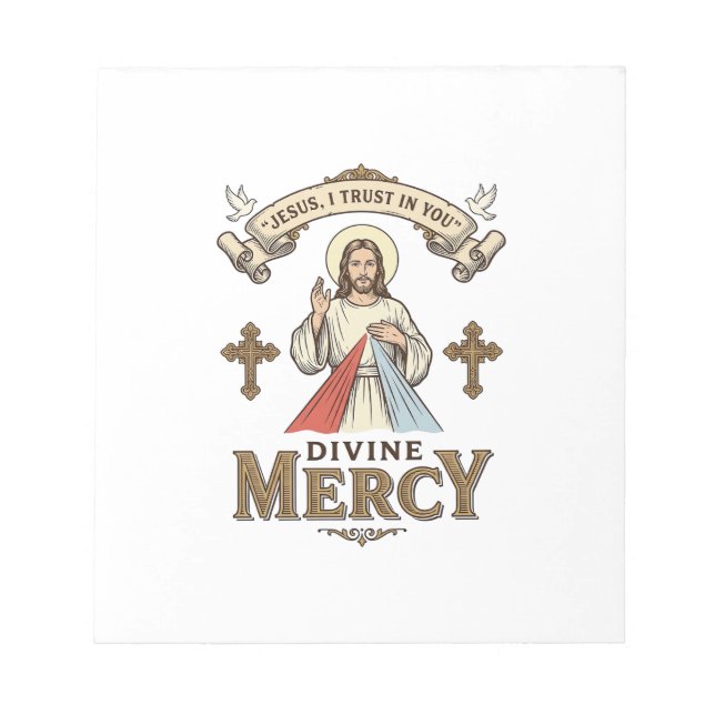 Divine Mercy Jesus Vintage Engraving Religious Shi Notepad (Front)