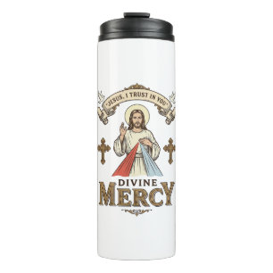 Divine Mercy Jesus Vintage Engraving Religious Shi Thermal Tumbler