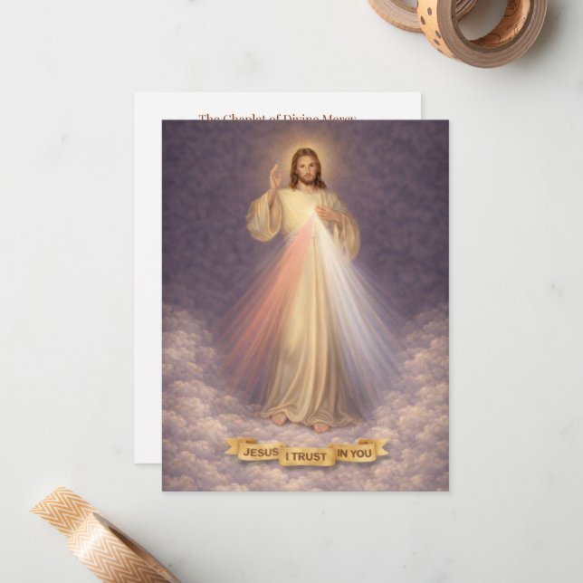 Divine Mercy of Jesus Chaplet Prayer Religious Note Card (Front/Back In Situ)