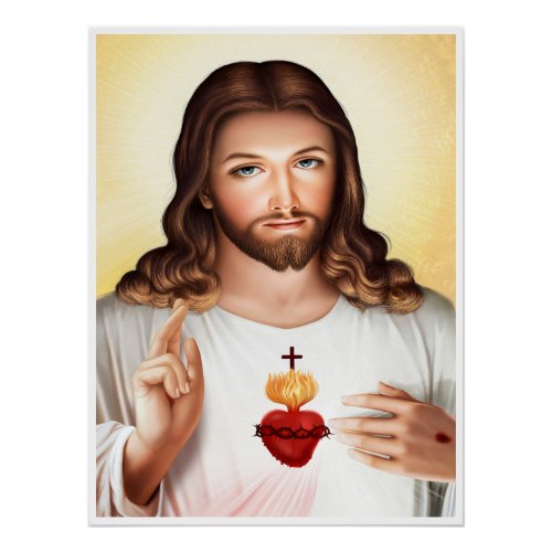 Divine Mercy of Jesus Sacred Heart Poster