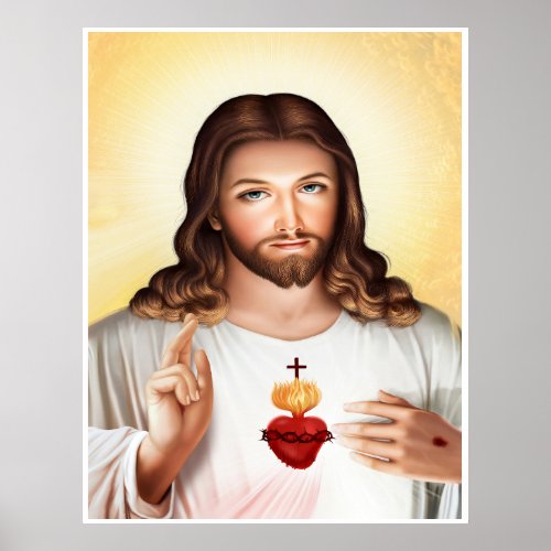 Divine Mercy of Jesus Sacred Heart Poster