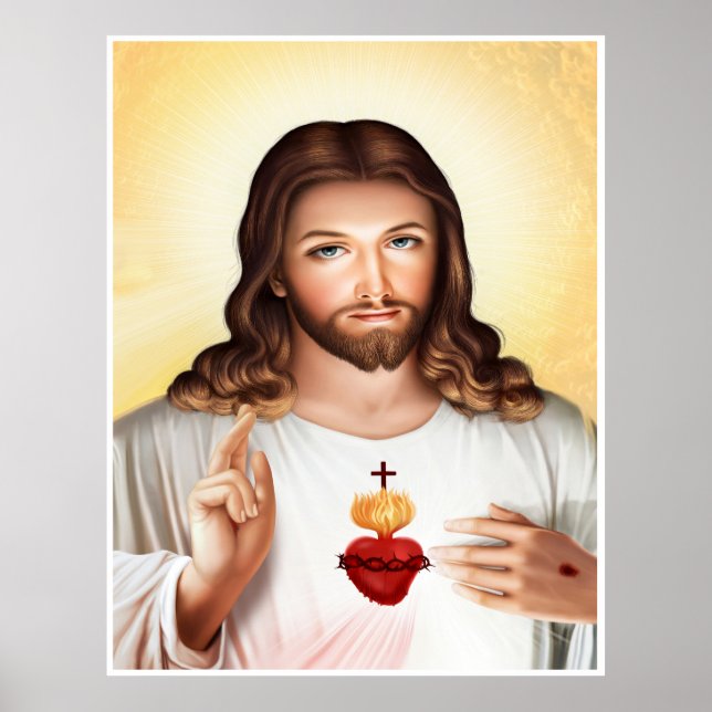 Divine Mercy of Jesus Sacred Heart Poster (Front)