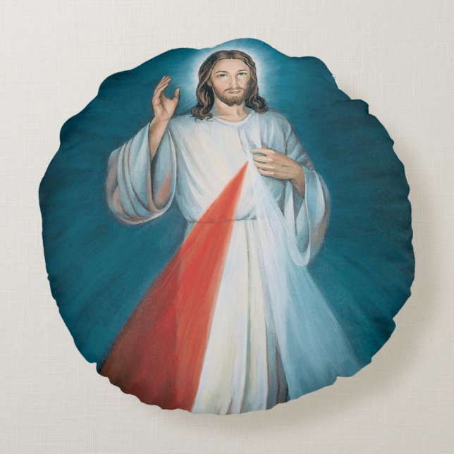 divine mercy round pillow (Back)