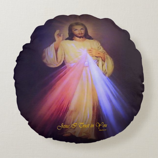 Divine Mercy Round Pillow (Front)