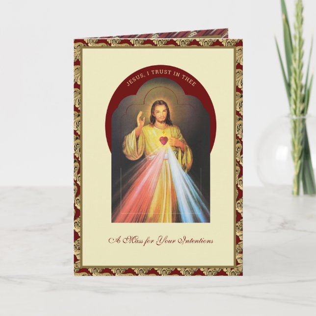Divine Mercy Sacred Heart Mass Offering Card (Front)