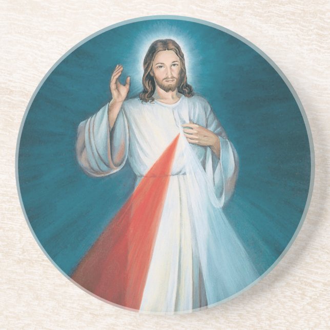 divine mercy sandstone coaster (Front)
