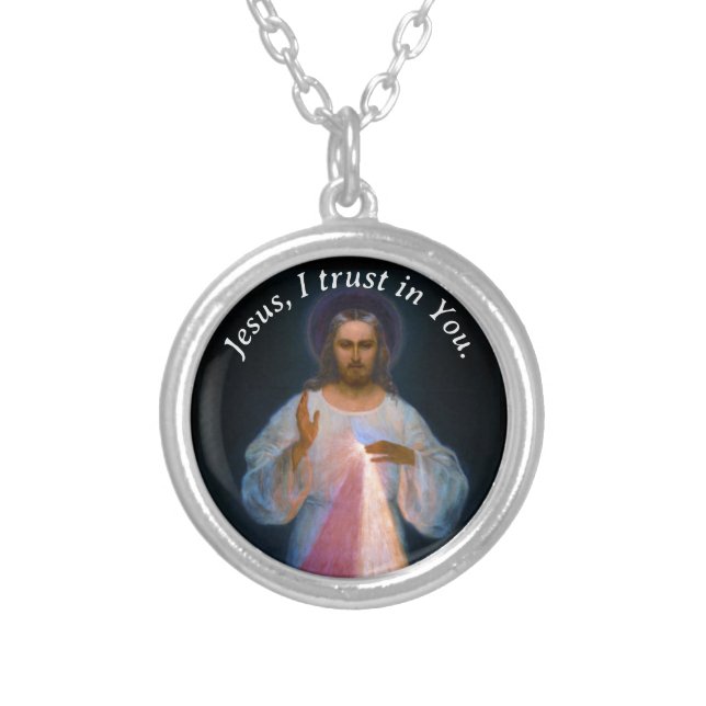 Divine Mercy Silver Plated Necklace (Front)